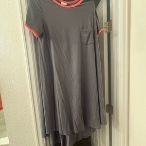 LuLaRoe Gray High Low Dress with Pink Accents